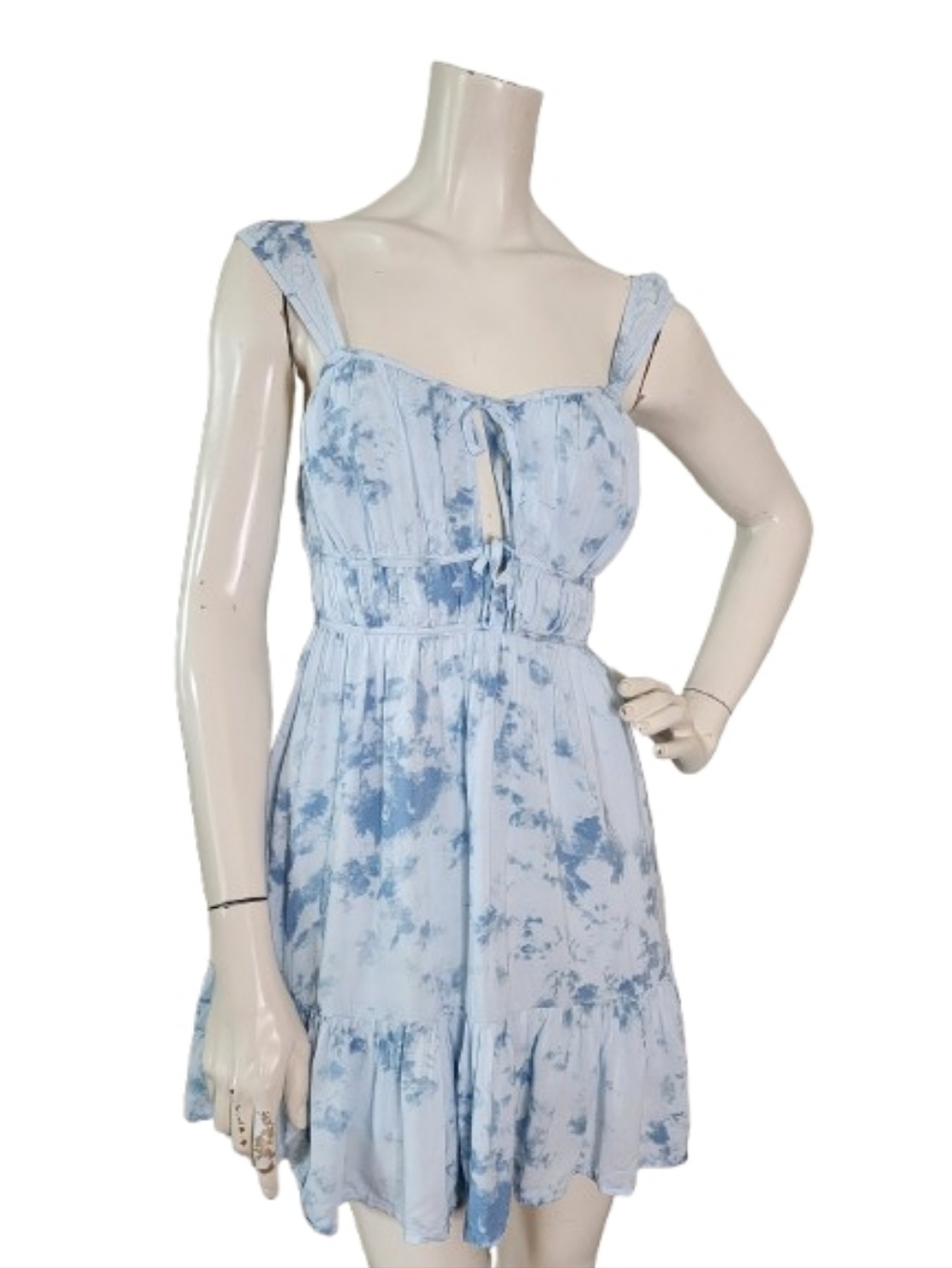 American Eagle AE Silky Tie-Front Mini Dress Women's XS Blue